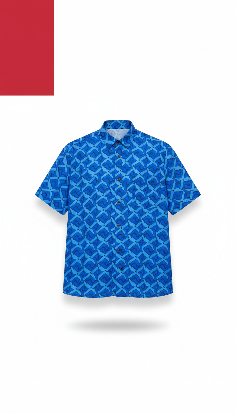 Electric Blue Patterned Shirt